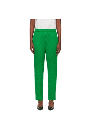 ISSEY MIYAKE Green Sleek Pleats Trousers