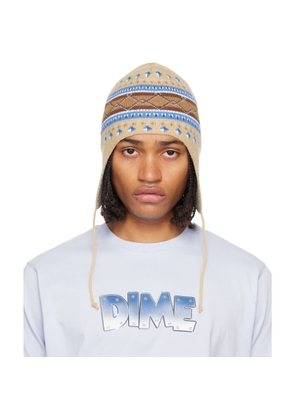 Dime Beige & Blue Alpine Beanie