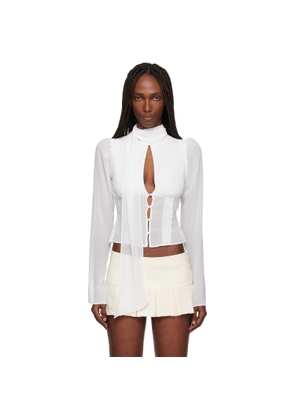 GUIZIO White Ara Long Sleeve Blouse