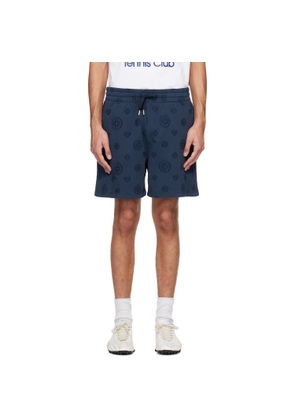 Casablanca Navy Applique Monogram Sweat Shorts
