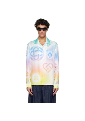 Casablanca Multicolor Halftone Logo Long Sleeve Silk Shirt