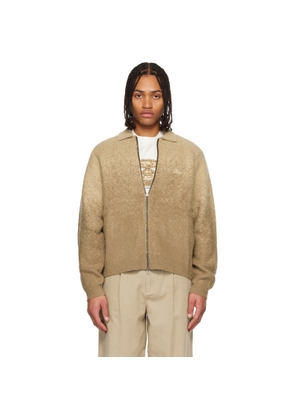 Dime Beige Mohair Double Zip Knit Sweater