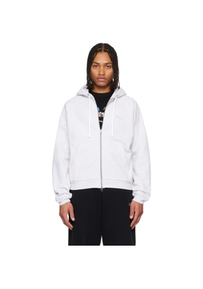Dime Gray Cursive Small Logo Zip Hoodie