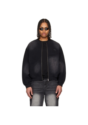 Dime Black Faded Fleece Bomber Jacket