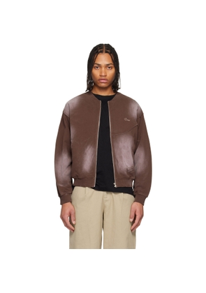 Dime Brown Faded Fleece Bomber Jacket