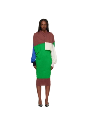 ISSEY MIYAKE Brown & Green November Sleeves Collection Midi Dress