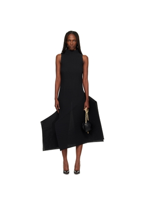 ISSEY MIYAKE Black Fold Pleats Midi Dress