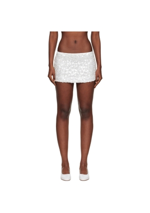 GUIZIO Off-White Floral Paillette Miniskirt