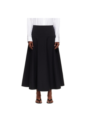 St. Agni Black Cotton Circle Hem Maxi Skirt
