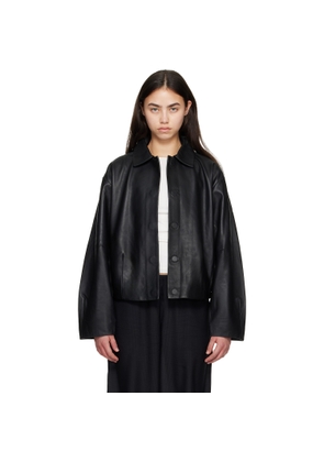 St. Agni Black Cocoon Leather Jacket
