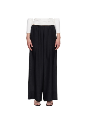 St. Agni Black Silk Grid Relaxed Trousers