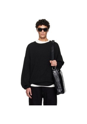 Fear of God ESSENTIALS Black Holiday Waffle Crewneck 90s Sweater
