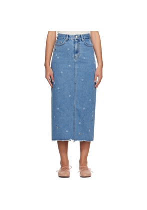 Kijun Blue Flower Denim Maxi Skirt