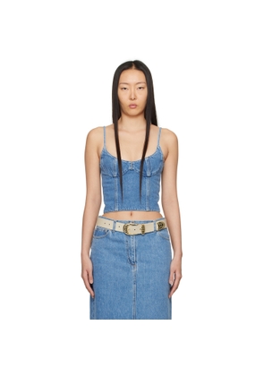 Magda Butrym Blue Paneled Denim Tank Top