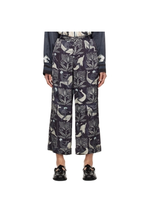 COMMAS Navy Printed Trousers