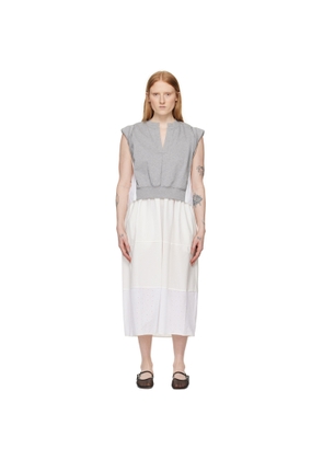 3.1 Phillip Lim Gray & White Rolled Sleeve Midi Dress
