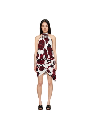 BALMAIN White & Red Floral Minidress