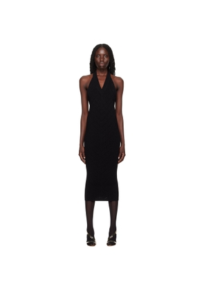 BALMAIN Black Halter Midi Dress