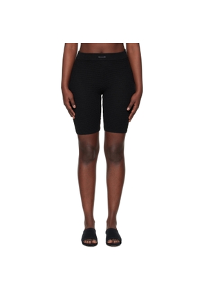 Fear of God ESSENTIALS Black Holiday Waffle Biker Shorts