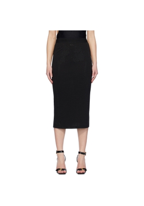 Versace Jeans Couture Black Crystal-Cut Midi Skirt