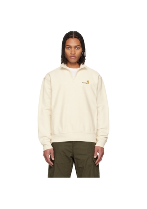 Carhartt Work In Progress Off-White Half Zip American Script Sweatshirt