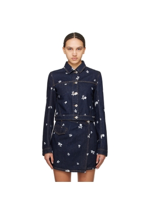 Lanvin Navy Embroidered Denim Jacket