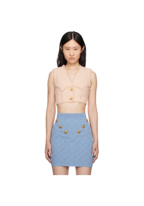 BALMAIN Pink Cropped Tank Top