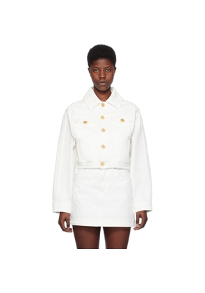 BALMAIN White Cropped Denim Jacket