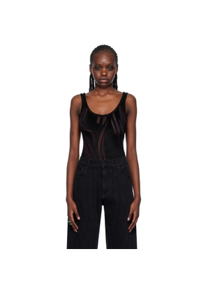 Mugler Black Flocked Bodysuit