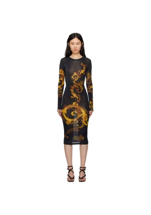 Versace Jeans Couture Black Printed Midi Dress