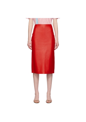 The Row Red Bartellette Leather Midi Skirt