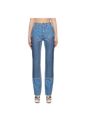 AREA Indigo Crystal-Cut Jeans