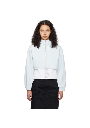 We11done Blue Cropped Denim Hoodie