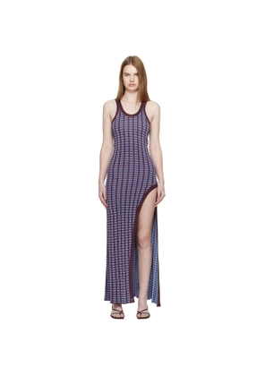 Rabanne Blue & Burgundy Knit Midi Dress