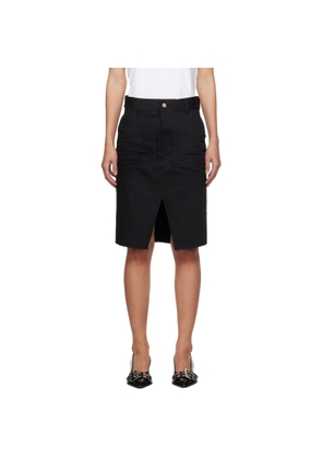 We11done Black Raw Edge Midi Skirt