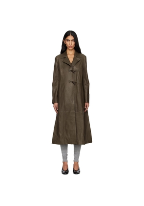 Paloma Wool Khaki Nolan Leather Coat