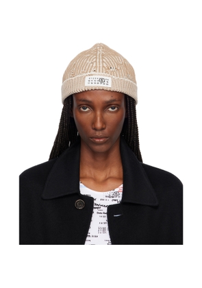 MM6 Maison Margiela Beige Amended Optical Ribs Beanie