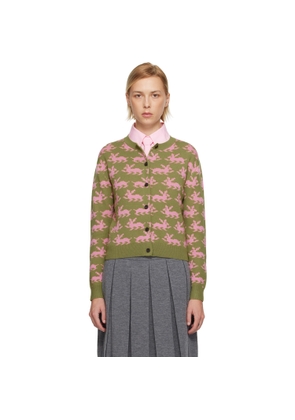 Sandy Liang Khaki & Pink Bouchette Cardigan