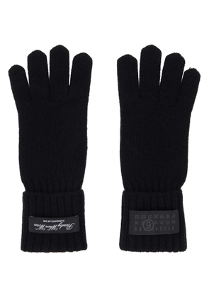 MM6 Maison Margiela Black Wool-Blend Knit Gloves