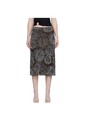 Rabanne Black Pearl Crepe Midi Skirt