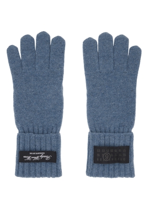 MM6 Maison Margiela Blue Wool-Blend Knit Gloves