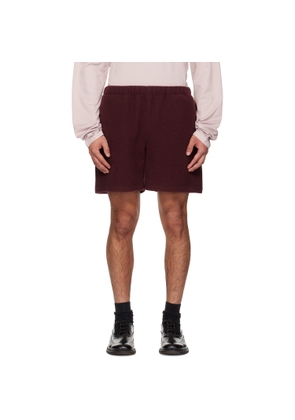 Rier SSENSE Exclusive Burgundy Fleece Shorts
