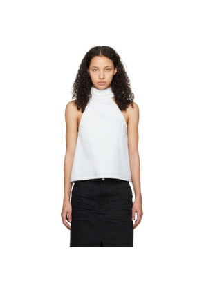We11done Blue Halter Neck Denim Tank Top