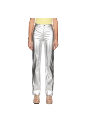 Staud Silver Chisel Faux-Leather Trousers