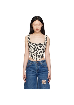 AREA Off-White Dalmatian Denim Tank Top