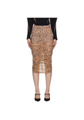 Mugler Tan Draped Midi Skirt