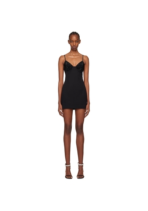 AREA Black Crystal-Cut Minidress