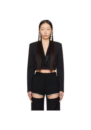 AREA Black Crystal-Cut Blazer