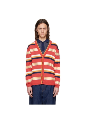 Maison Kitsuné Red Striped Cardigan