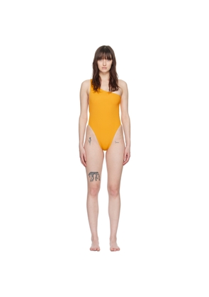 Louisa Ballou Yellow Plunge One-Piece Swimsuit